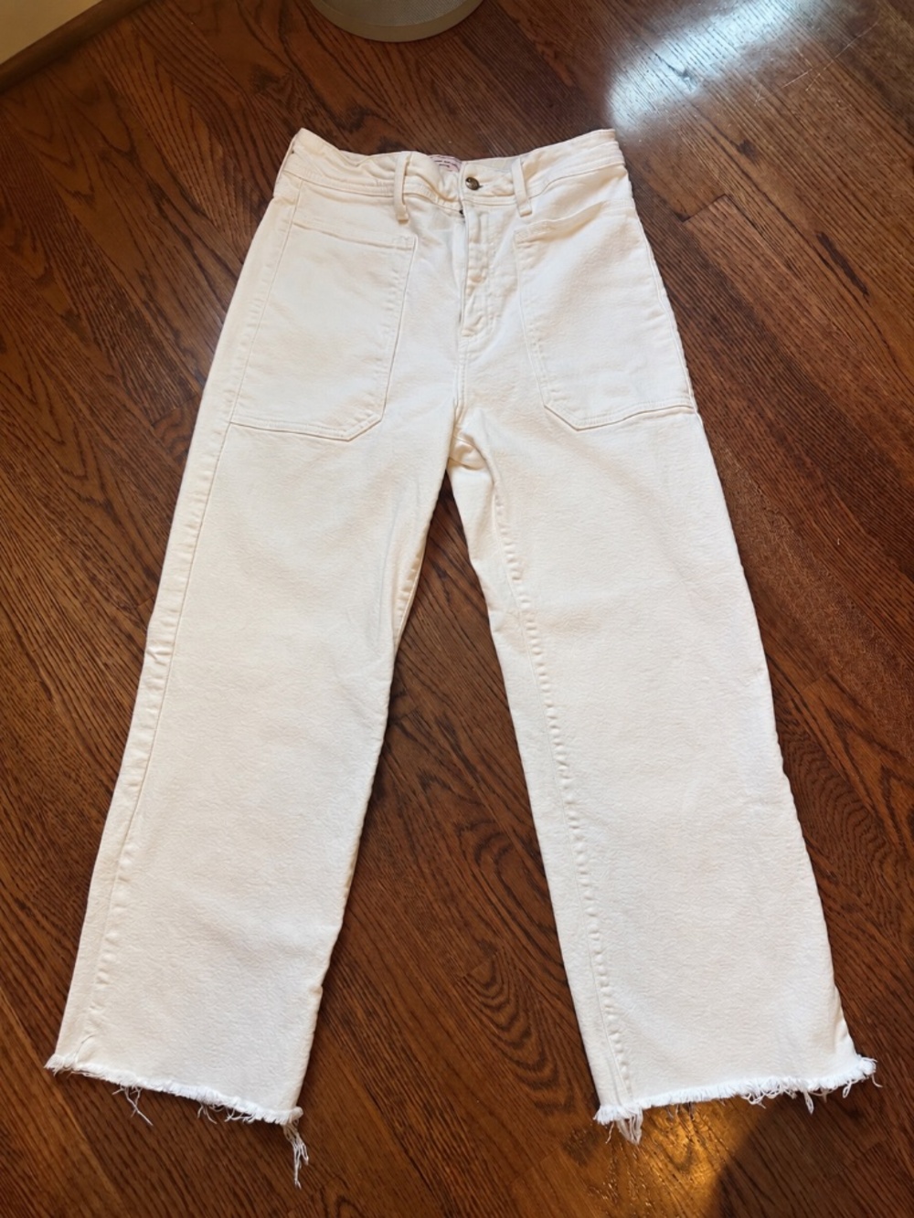BURU White Wide-Leg Ankle Jeans — Size 28